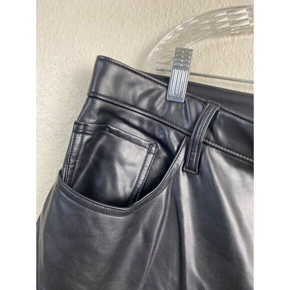 Abercrombie & Fitch The 90s Straight High Rise faux Leather Pants Plus Size 34 - Picture 9 of 13